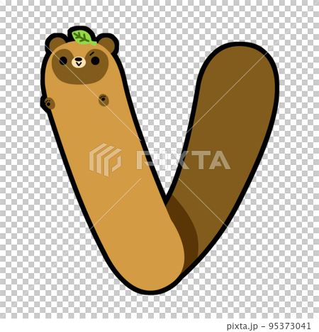 Alphabet raccoon dog "V" font material Alphabet raccoon dog "V" font material 95373041
