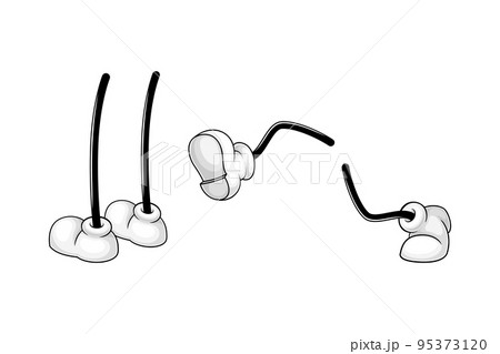 Comical Pair of Legs and Cartoon Feet in White Shoes Standing and Running Vector Set Comical Pair of Legs and Cartoon Feet in White Shoes Standing and Running Vector Set 95373120