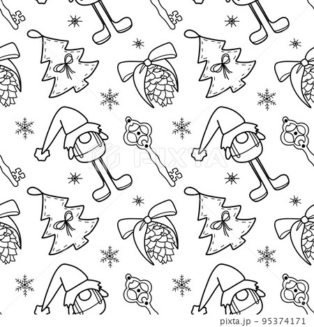 vector contur seamless pattern New Year s, Christmas decorations 95374171