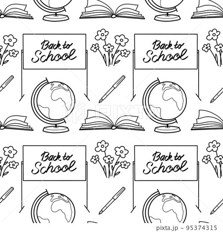 vector seamless pattern elements Back to School vector seamless pattern elements Back to School 95374315