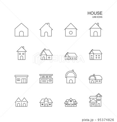 Set of house or home vector icon on white background. 95374826
