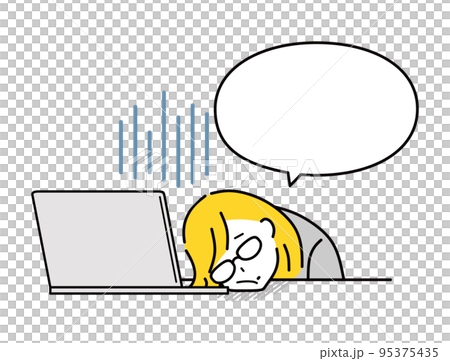 Tired business woman speech bubble Tired business woman speech bubble 95375435