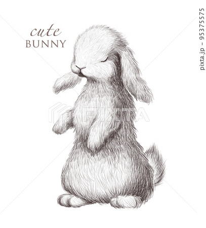 Adorable hand drawn cute bunny portrait isolated. Artistic watercolor illustration for bday cards, baby shower, print. 95375575