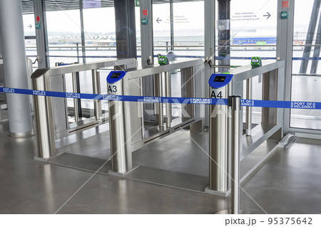 Boarding pass checking machine the Port of Helsinki. Helsinki, Finland, 12.06.2022. 95375642