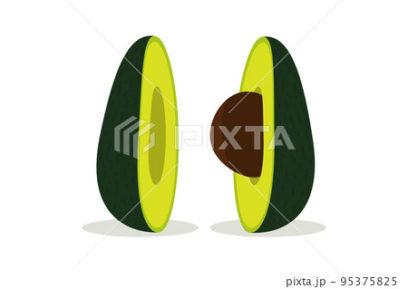 Half an avocado with a pit. Vector illustration. 95375825