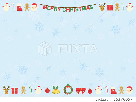 クリスマスの手描き風イラスト 背景 アイコン 雪の結晶 95376057