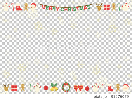 クリスマス飾りフレーム背景|雪の結晶・手描き風アイコン・コピースペース クリスマス飾りフレーム背景|雪の結晶・手描き風アイコン・コピースペース 95376079