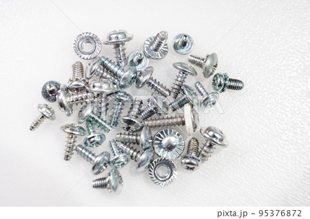 Screws, self-tapping, bolts on a white background. 95376872