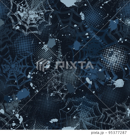 Camouflage pattern in grunge style with spiderweb, paint brush strokes, halftone Camouflage pattern in grunge style with spiderweb, paint brush strokes, halftone 95377287