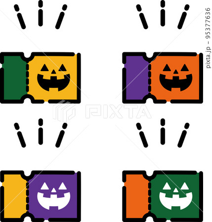 ハロウィンイベントに使えるシンプルでかわいいチケットセット 95377636
