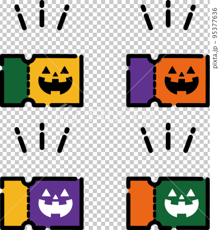 ハロウィンイベントに使えるシンプルでかわいいチケットセット 95377636