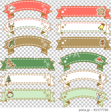 Christmas motif ribbon label set - Stock Illustration [95377780] - PIXTA