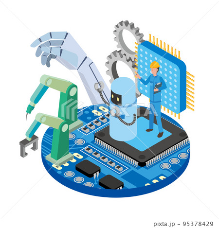 製造業のロボット化のイメージイラスト 95378429