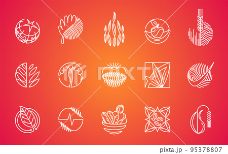Vegan icons. Natural and organic cosmetic line symbols set. GMO free emblems. Organic products badges. Hypoallergenic, safe for children, clean cosmetic, non toxic. Vector illustration 95378807