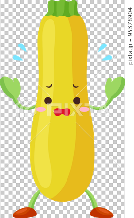 一個不耐煩的可愛黃色西葫蘆字符的插圖 一個不耐煩的可愛黃色西葫蘆字符的插圖 95378904