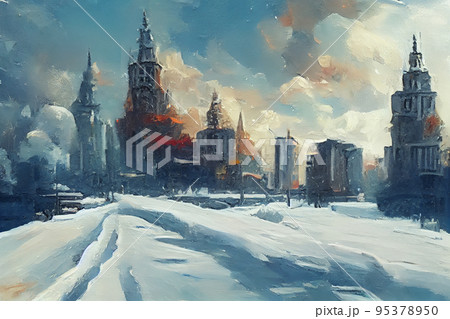 街の雪景色 95378950