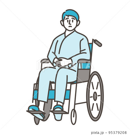 事故で病院に入院して車椅子に乗る若い男性患者【医療系ベクターイラスト】 事故で病院に入院して車椅子に乗る若い男性患者【医療系ベクターイラスト】 95379208