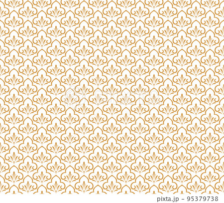 Flower geometric pattern. Seamless vector background. White and gold ornament Flower geometric pattern. Seamless vector background. White and gold ornament 95379738