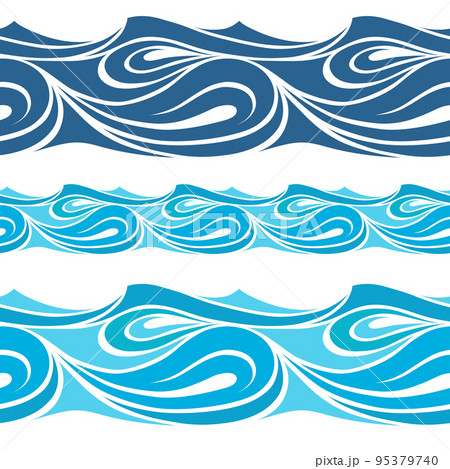 Seamless pattern beautiful blue waves.  95379740