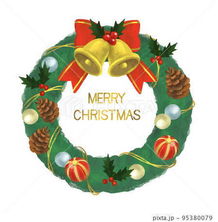 クリスマス リースのかわいいイラスト クリスマス リースのかわいいイラスト 95380079