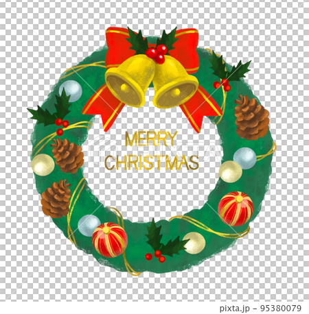 クリスマス リースのかわいいイラスト クリスマス リースのかわいいイラスト 95380079