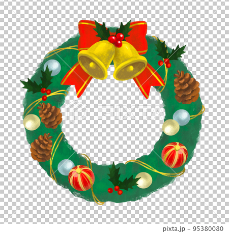 クリスマス　リースのかわいいイラスト 95380080