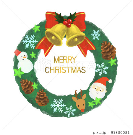 クリスマス リースのかわいいイラスト クリスマス リースのかわいいイラスト 95380081