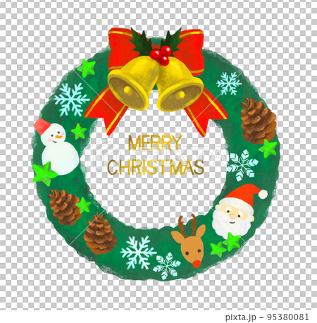 クリスマス リースのかわいいイラスト クリスマス リースのかわいいイラスト 95380081