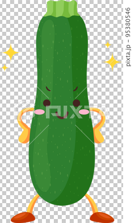 Illustration of a cute zucchini character with a proud face 95380546