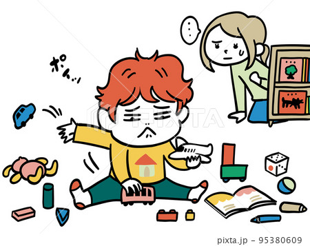 どのおもちゃも飽きてしまった男の子 95380609