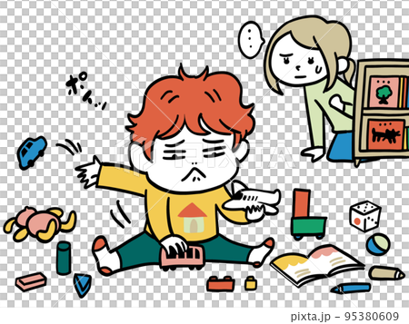 どのおもちゃも飽きてしまった男の子 95380609