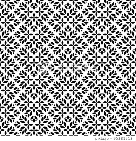 Flower geometric pattern. Seamless vector background. White and black ornament 95381513