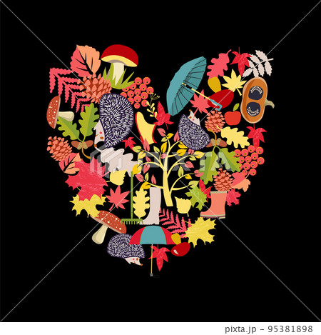 Cute Collection of set of autumn theme objects. Cute Collection of set of autumn theme objects. 95381898
