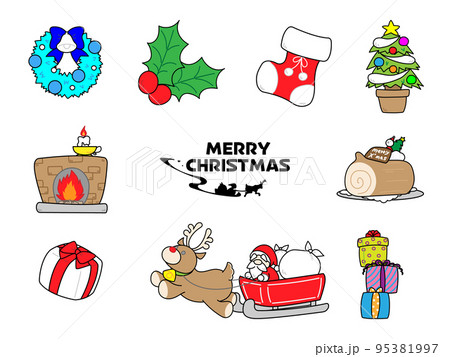 かわいいクリスマスのアイコンセット 95381997