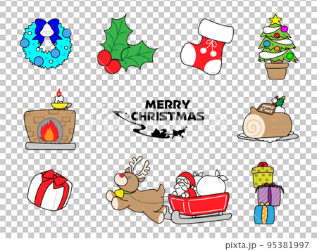 かわいいクリスマスのアイコンセット 95381997