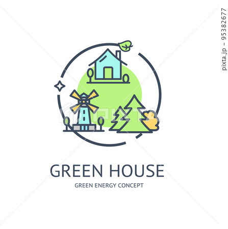Green Energy Thin Line Icon Concept. Vector Green Energy Thin Line Icon Concept. Vector 95382677