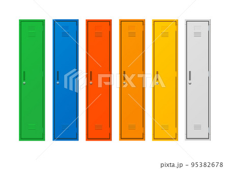 Realistic Detailed 3d Color School Gym Locker Set. Vector 95382678