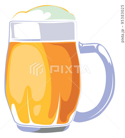 Beer mug icon. Cartoon full glass with white foam Beer mug icon. Cartoon full glass with white foam 95383025