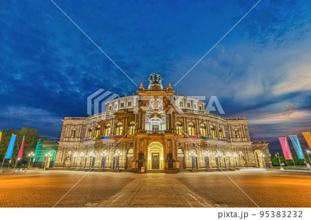 Dresden Germany, night city skyline at Opera House (Semperoper) 95383232