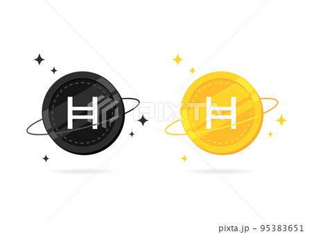 Hedera (HBAR) coin flat icon isolated on white background. Hedera (HBAR) coin flat icon isolated on white background. 95383651