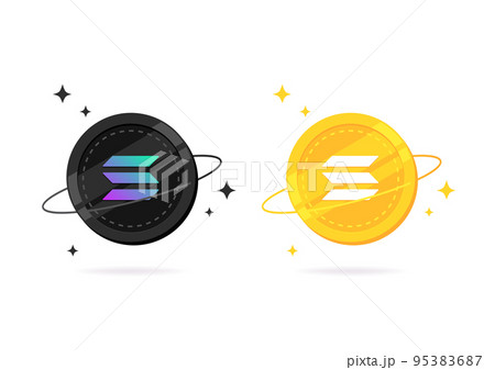 Solana (SOL) coin flat icon isolated on white background. 95383687