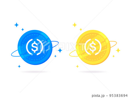 USD Coin (USDC) coin flat icon isolated on white background. USD Coin (USDC) coin flat icon isolated on white background. 95383694