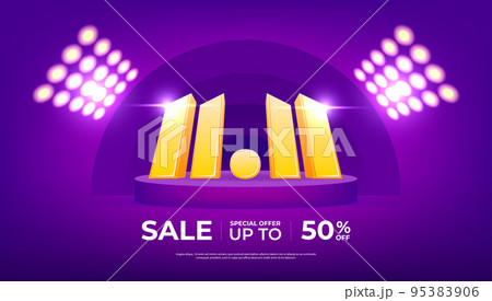 11.11 Shopping day Poster or banner. 11.11 Online sale banner template design for social media. 95383906