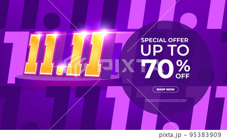 11.11 Shopping day Poster or banner. 11.11 Online sale banner template design for social media. 95383909