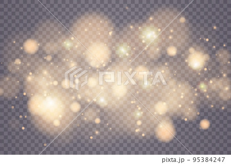 Shining bokeh isolated on transparent background. Light isolated lights. Transparent blurry shapes. Abstract light effect. Vector illustration. 95384247