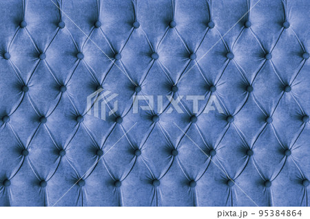 Blue capitone velours textile decoration with buttons Blue capitone velours textile decoration with buttons 95384864