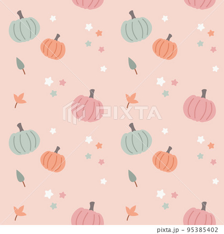 Cute pumpkin pink seamless pattern . Vector illustration 95385402