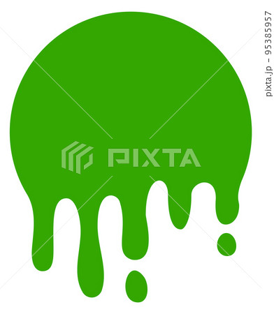 Green paint logo template. Dripping liquid circle 95385957