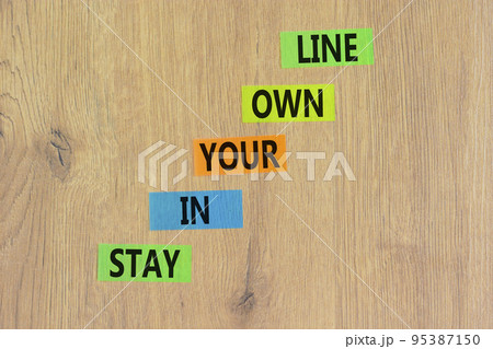 Stay in your own line symbol. Concept words Stay in your own line on colored paper. Beautiful wooden background. Business and stay in your own line concept. Copy space. Stay in your own line symbol. Concept words Stay in your own line on colored paper. Beautiful wooden background. Business and stay in your own line concept. Copy space. 95387150