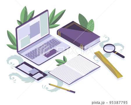 Read books concept. Accessories literature fans or lovers. Colored vector illustration in contemporary style 95387795